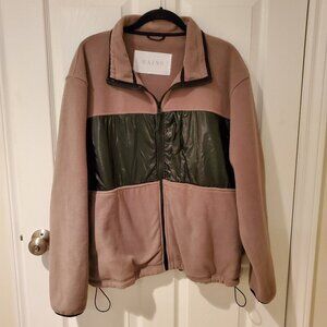 Rains Unisex Full Zip Fleece Jacket Olive Green Black M/L